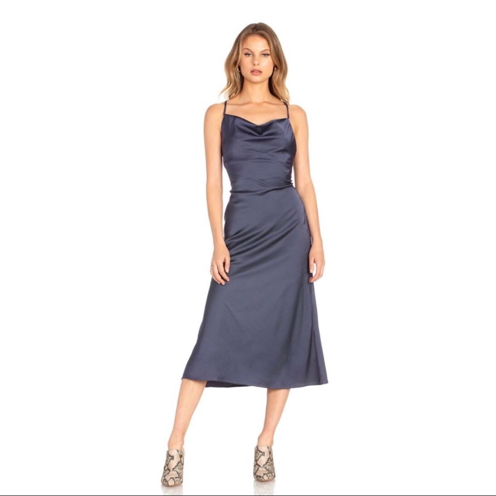Cowl Neck Midi Slip Dress